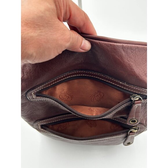 Avorio Crossbody Bag Womens Brown Leather Made in Italy Adj Strap 13"x10"x1" Y2K - Picture 7 of 9